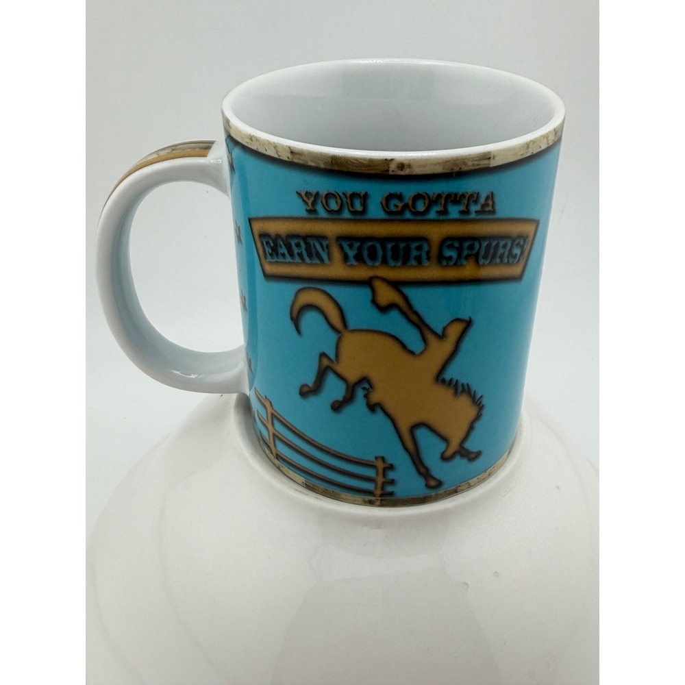 Cape Shore Earn Your Spurs‎ Western Horse Bucking Bronco Porcelain Coffee Mug